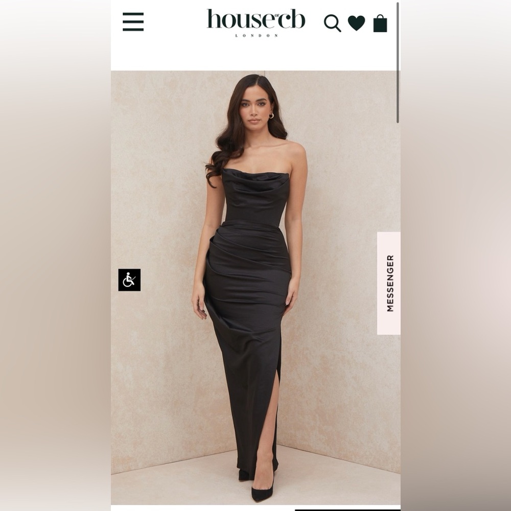 ADRIENNE
BLACK SATIN STRAPLESS CORSET MAXI